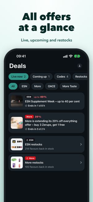 All offers at a glance – Live, upcoming and restocks
