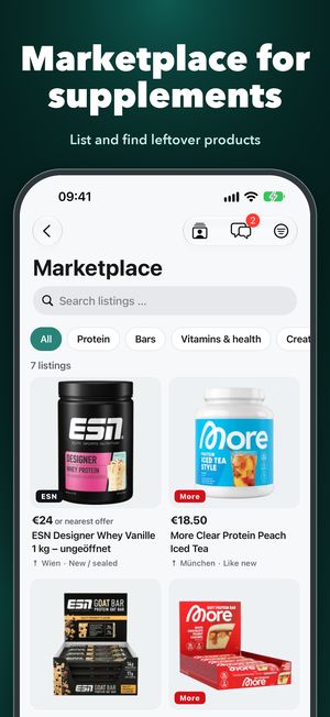 Marketplace for supplements – List and find leftover products