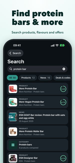 Find protein bars & more – Search products, flavours and offers
