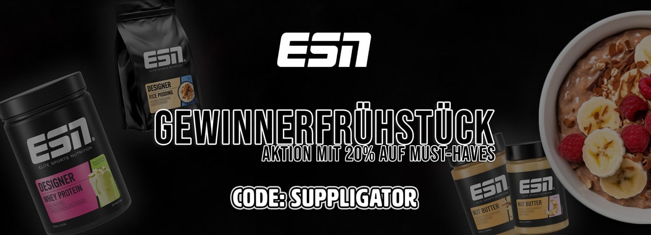 ESN Gewinnerfrühstück Aktion mit 20% + Designer Whey Pistachio Launch