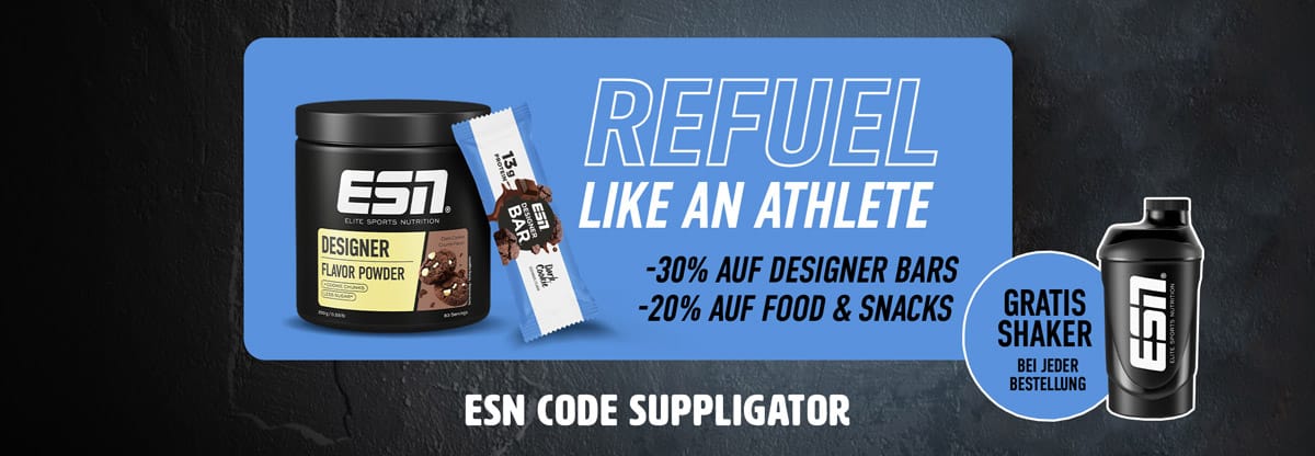 ESN Refuel Week mit 30% auf Riegel + Launch des neuen Designer Bar Dark Cookie