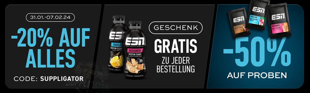 20% Rabatt auf alles bei ESN + gratis 2x RTD Shakes
