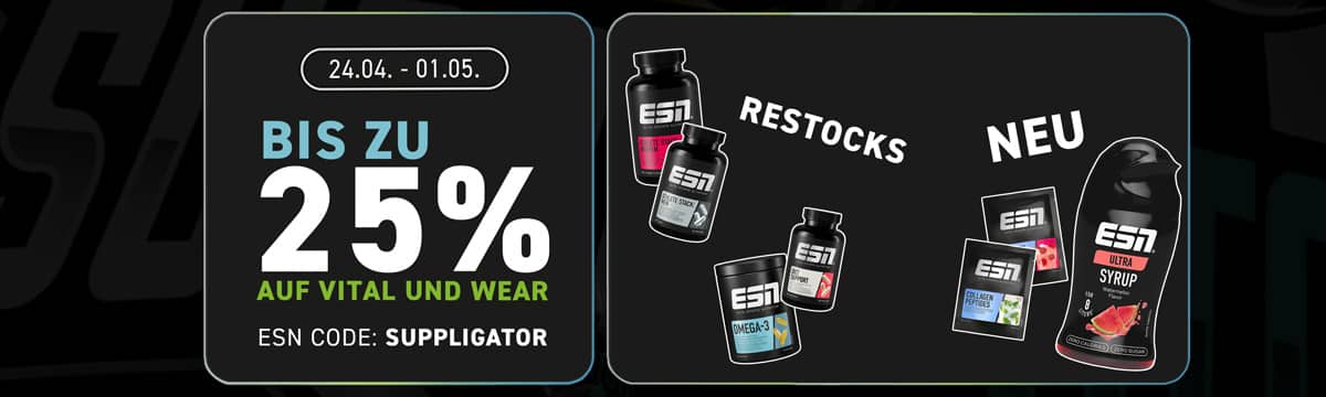 20% Rabatt bei ESN Vitalstoffaktion + 25% auf ESN Kleidung