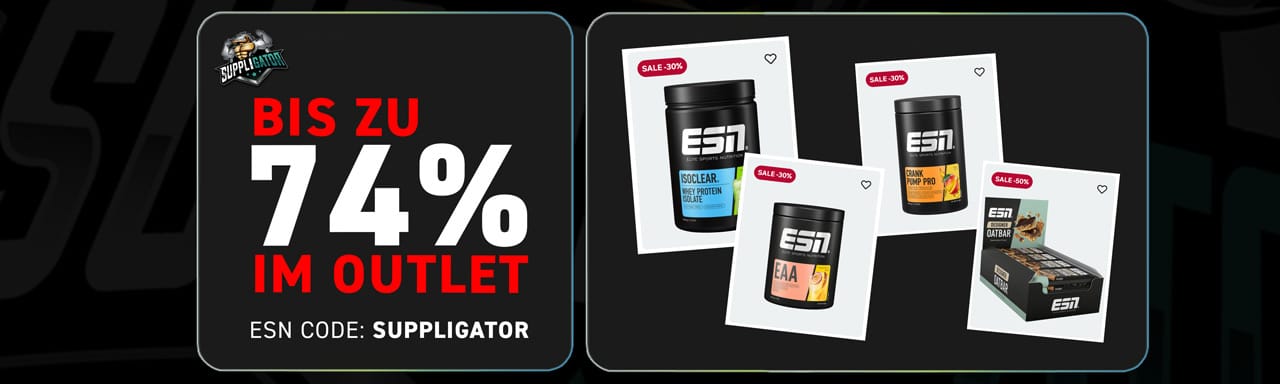 Spare bis zu 74% im ESN Outlet mit ESN Code SUPPLIGATOR