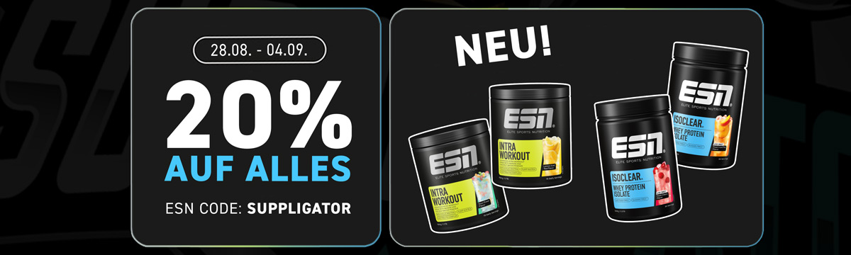20% auf alles bei ESN + Launch des Intra Workout und Isoclear Less Sweet
