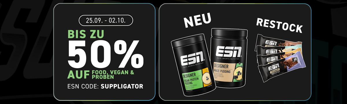 Bis zu 50% auf Food, Vegan & Proben bei ESN + Launch vieler Produkte und Bundles