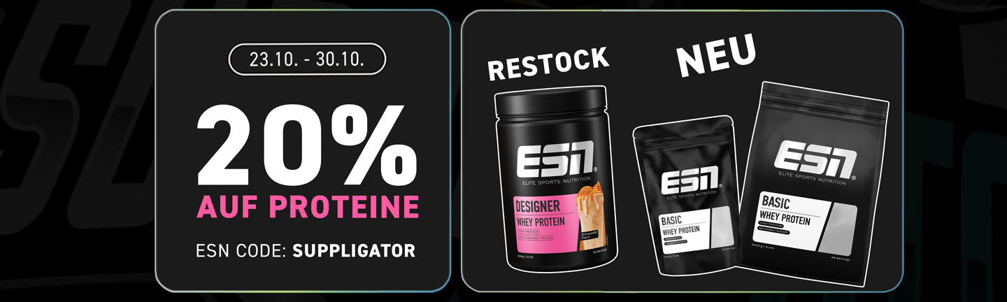 ESN Proteinaktion mit 20% Rabatt und dem Launch des neuen ESN Basic Whey