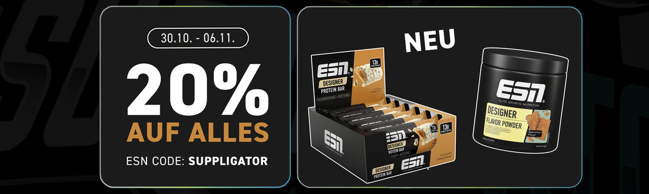 20% auf alles bei ESN + Launch des neuen Designer Bars Cinnamon Cereal