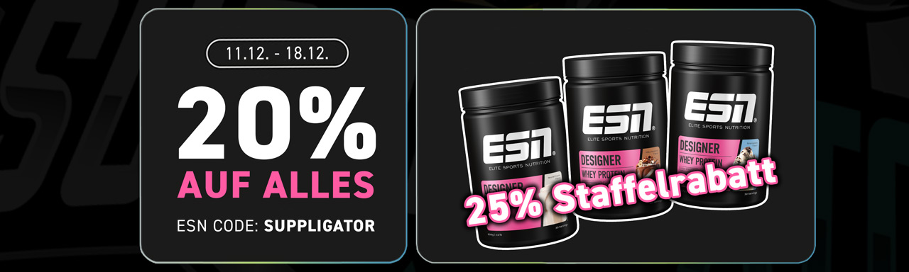 20% auf alles + 25% Designer Whey Staffelrabatt