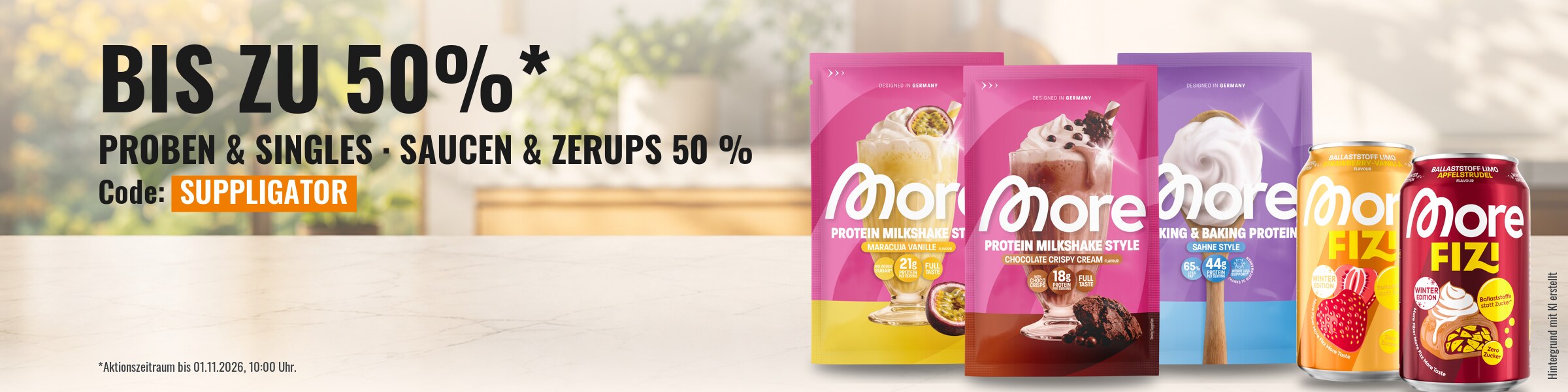 More Proben und Single Pack Promo – bis zu 50 % + Light Gourmet Saucen & Zerups 50 %